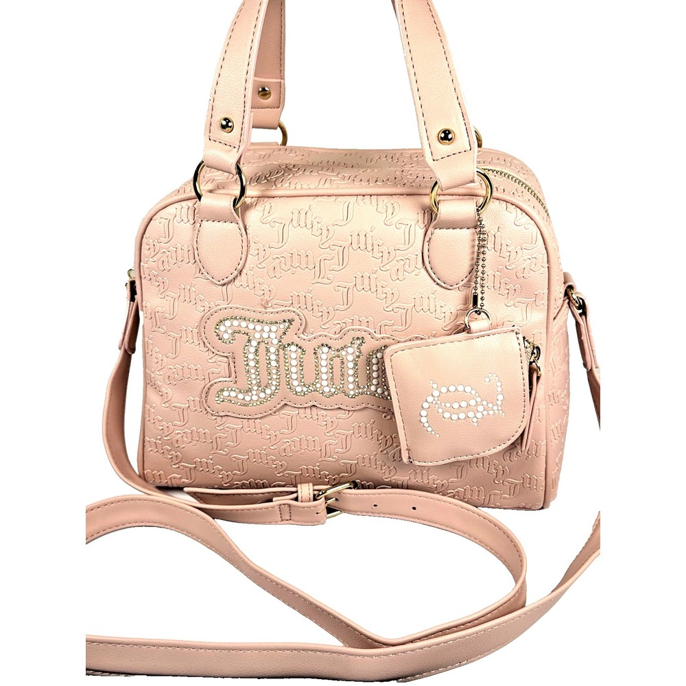 Juicy Couture Pink Diamond Satchel String of Pearls Embossed Dome Bag - Picture 2 of 10